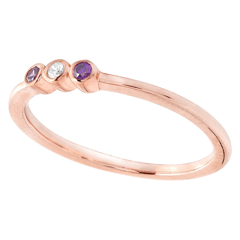 Bezel Set Amethyst and Diamond Band