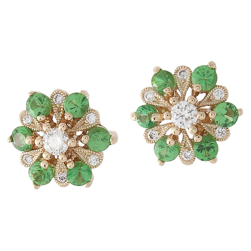 Diamond and Tsavorite Snowflake Earrings
