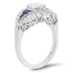 Diamond and Sapphire Engagement Semi-Mount