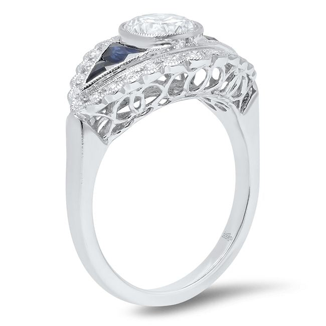 Diamond and Sapphire Engagement Semi-Mount