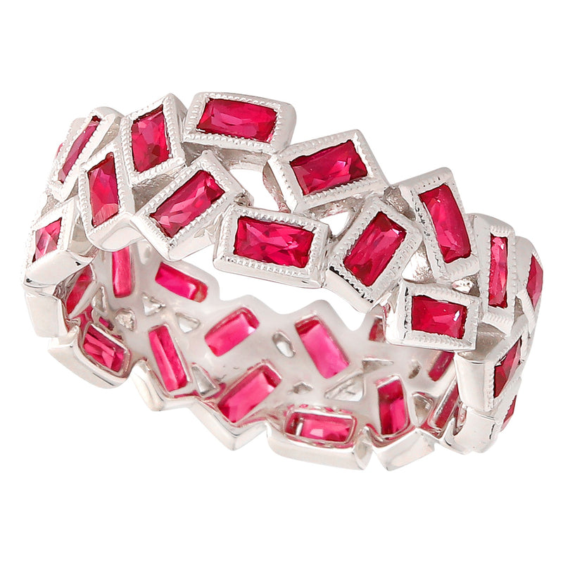 Bezel Set Baguette Cut Ruby Eternity Band