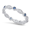 Brilliant Cut Blue Sapphire and White Sapphire Band