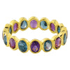 Bezel Set Amethyst and London Blue Topaz Eternity Band