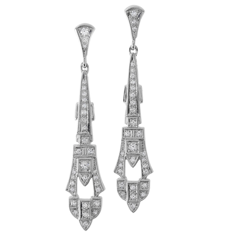 Art-Deco Inspired Diamond Postback Earrings