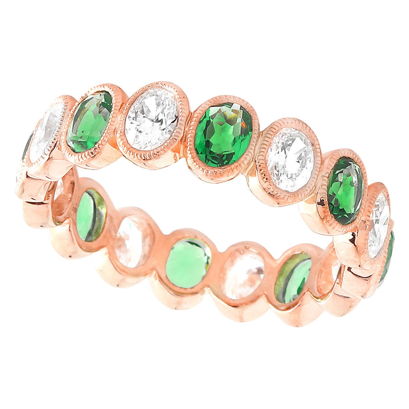 Bezel Set Tsavorite and White Sapphire Eternity Band