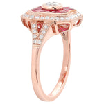 Ruby and Diamond Art-Deco Halo Ring