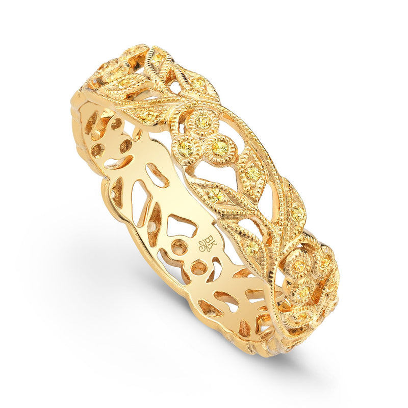 Yellow Sapphire Floral Eternity Band