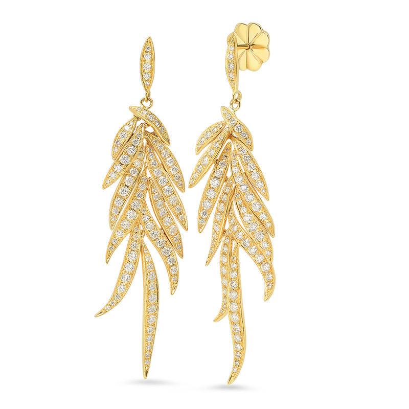 Postback Diamond Feather Earrings