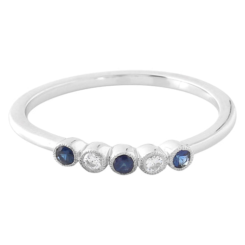 Bezel Set Sapphire and Diamond Fashion Band with Milgrain