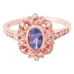 Oval Tanzanite Center in Rose Gold Vintage Mount