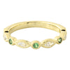 Bezel Set Marquise Cut White Sapphire and Tsavorite Band Halfway Around