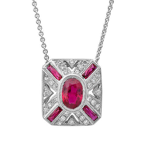 Art Deco Ruby and Diamond Pendant