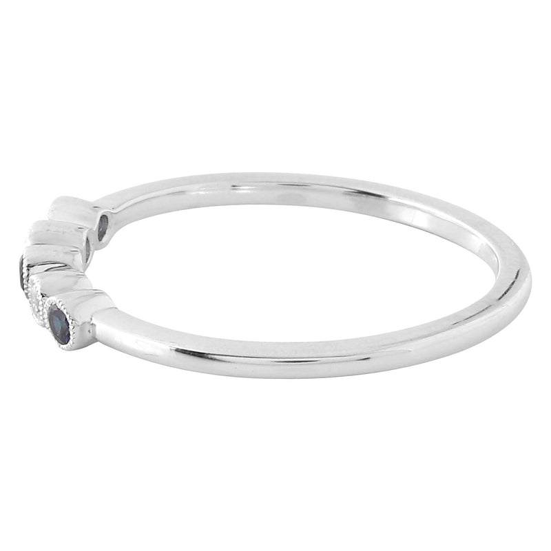 Bezel Set Sapphire and Diamond Fashion Band with Milgrain