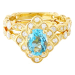 Swiss Blue Topaz Mount with Matching Diamond Band
