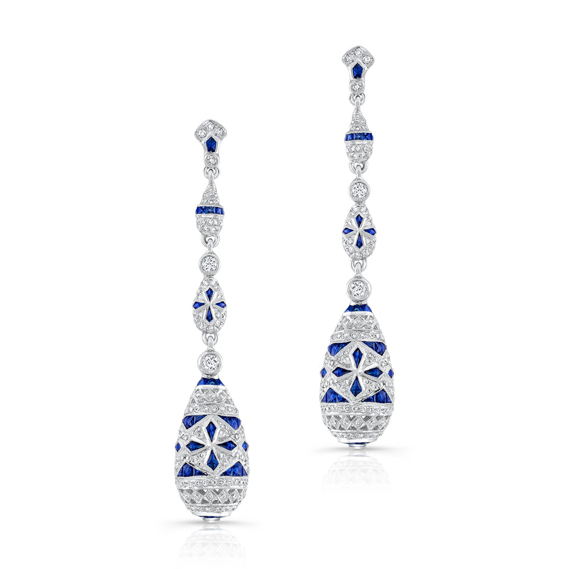 Diamond and Sapphire Drop Earrings