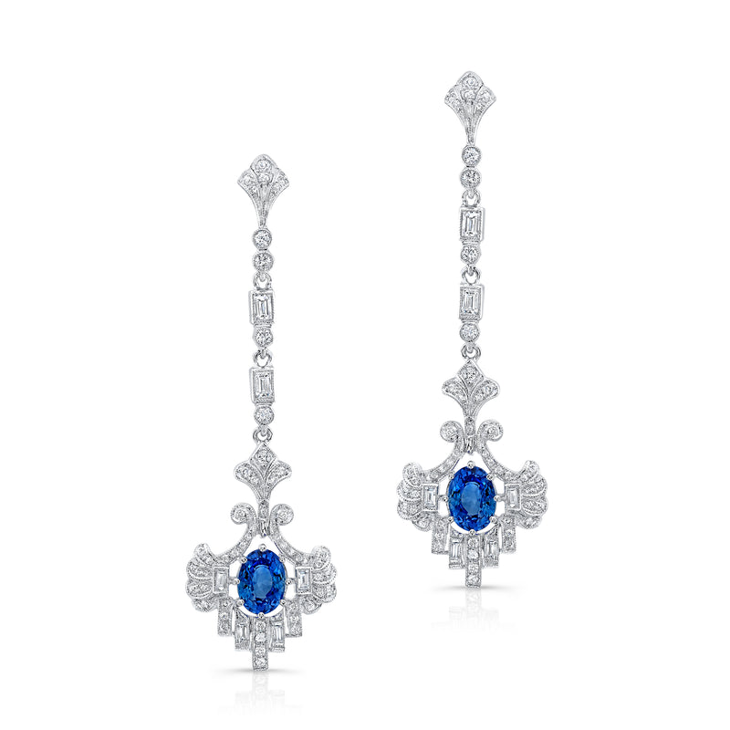 Vintage Inspired Sapphire and Diamond Earrings