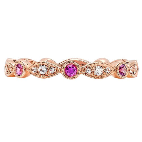 Brilliant Cut Pink Sapphire and White Sapphire Band