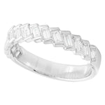 Bar Set Baguette Cut Diamond Band Halfway Around