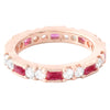 Round Diamond and Ruby Baguette Eternity Band