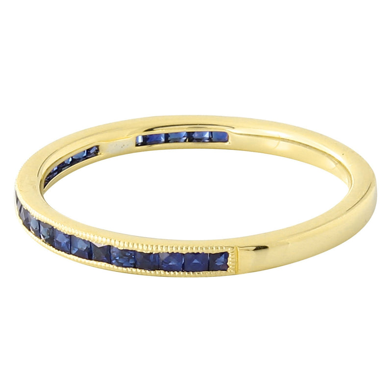 Channel Set French Cut Sapphire Band Halfway Around