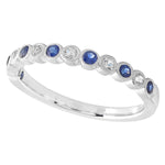 Bezel Set White and Blue Sapphire Band Halfway Around