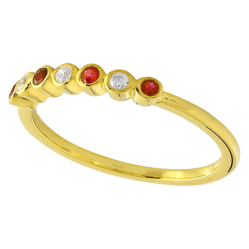 Bezel Set Ruby and Diamond Fashion Band