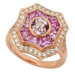 Pink Sapphire and Diamond Art-Deco Halo Mount