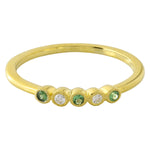 Bezel Set Tsavorite and Diamond Fashion Band with Milgrain