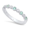 Bezel Set Aquamarine and Diamond Band Halfway Around (SML)
