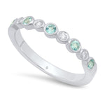 Bezel Set Aquamarine and Diamond Band Halfway Around (SML)