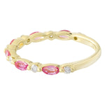 Marquise Cut Pink Sapphire and Diamond Band Halfway Around