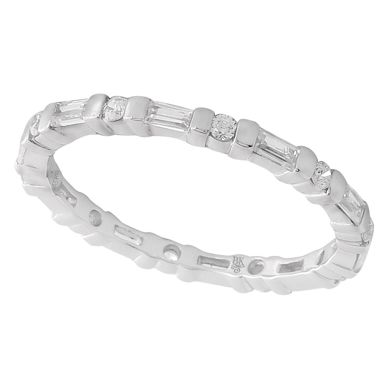 Bar Set Round and Baguette Cut Diamond Eternity Band