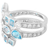 Wide Bezel Set White Sapphire and Swiss Blue Topaz Band