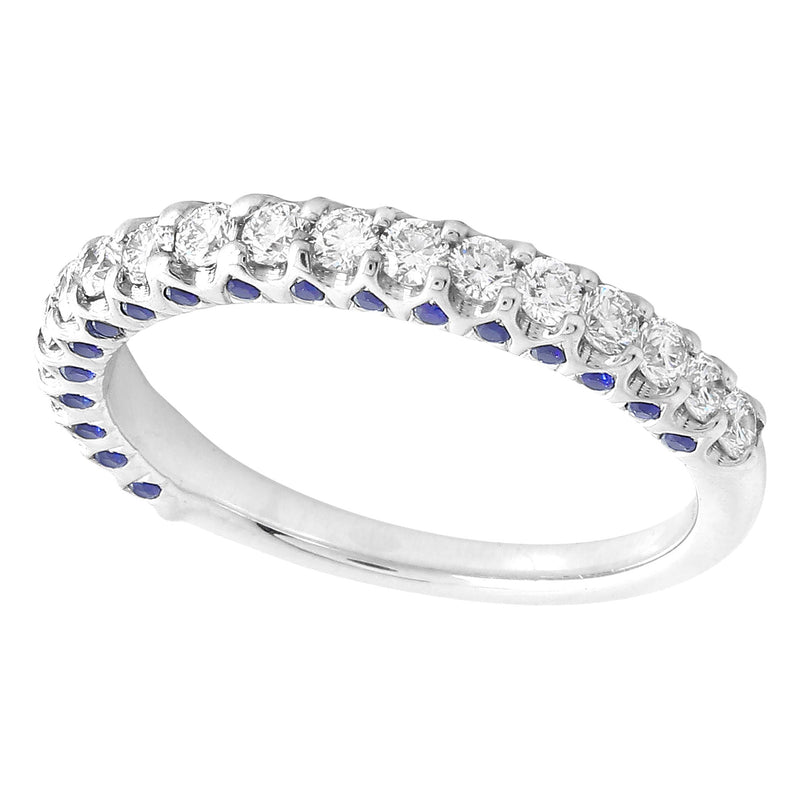 Three Sided Diamond and Sapphire Band Halfway Around