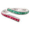 Channel Set Ruby and Tsavorite Wrap Around Band
