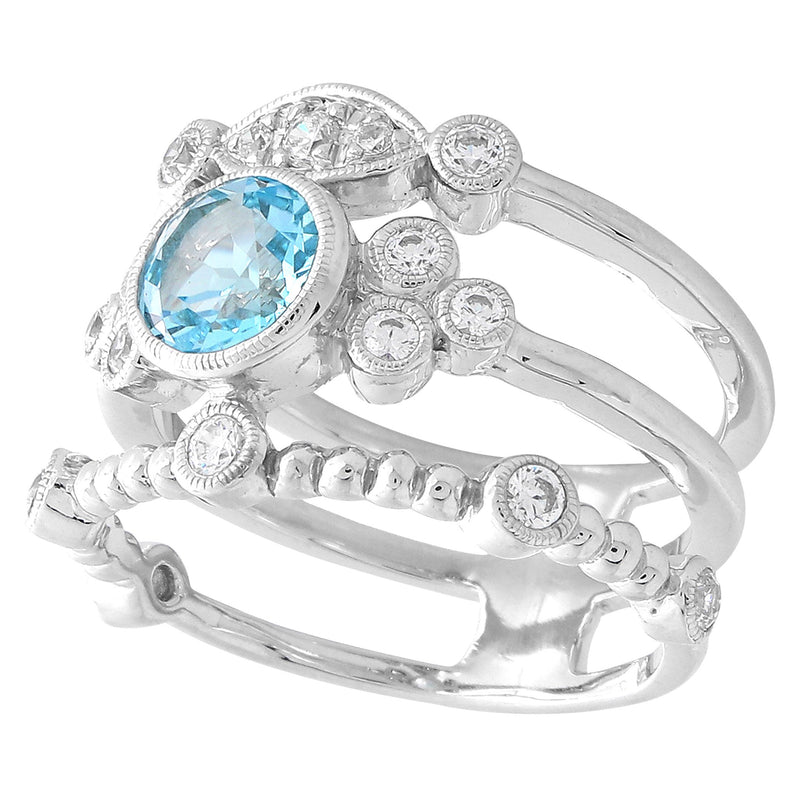 Round Bezel Set Aquamarine Fashion Ring