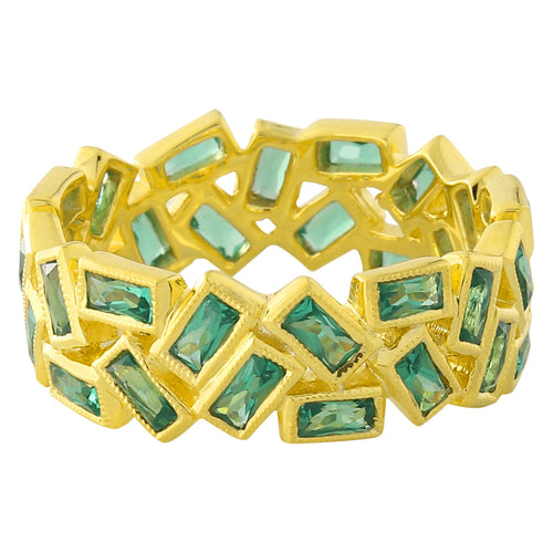 Bezel Set Baguette Cut Tsavorite Eternity Band