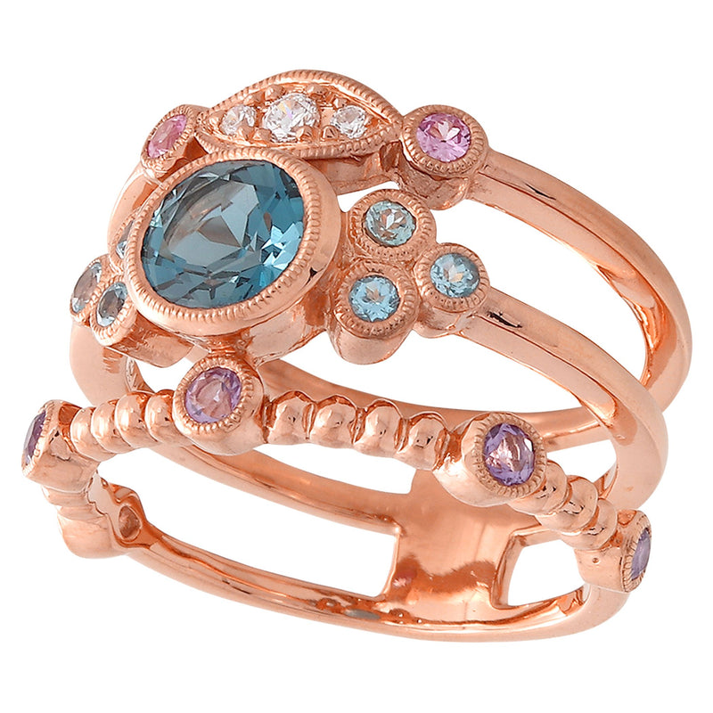 Bezel Set Blue Topaz Fashion Ring