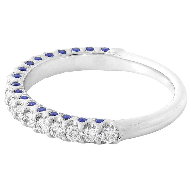 Three Sided Diamond and Sapphire Band Halfway Around