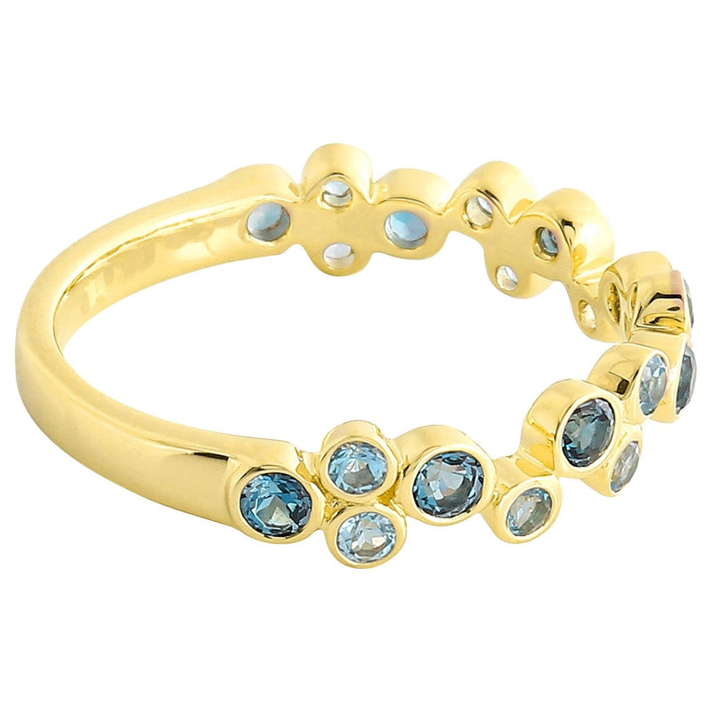 Bezel Set Blue Topaz Band Halfway Around