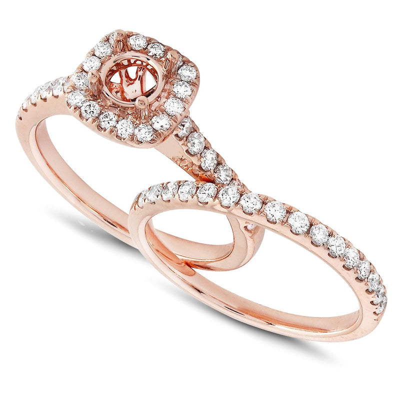 Shared Prong Diamond Wedding Set