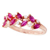 Marquise Cut Ruby and Diamond Floral Band