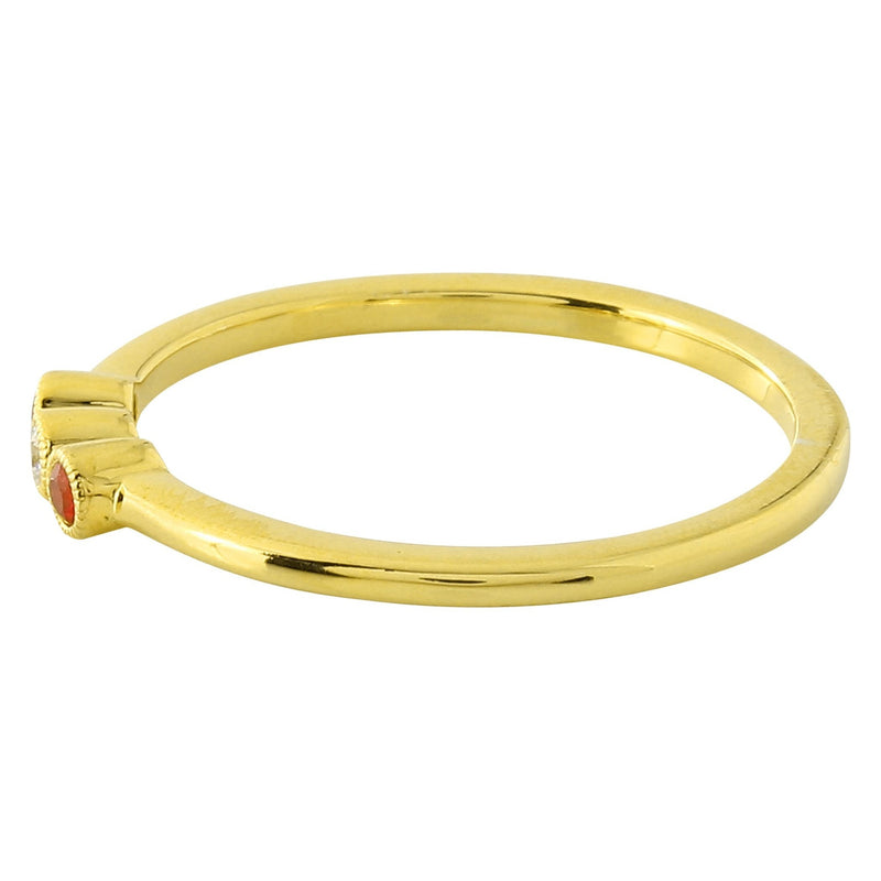 Bezel Set Ruby and Diamond Fashion Band with Milgrain