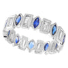 Bezel Set Blue Sapphire and Baguette Diamond Eternity Band