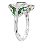 French Cut Tsavorite and Diamond Ring