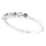Bezel Set Sapphire and Diamond Fashion Band with Milgrain