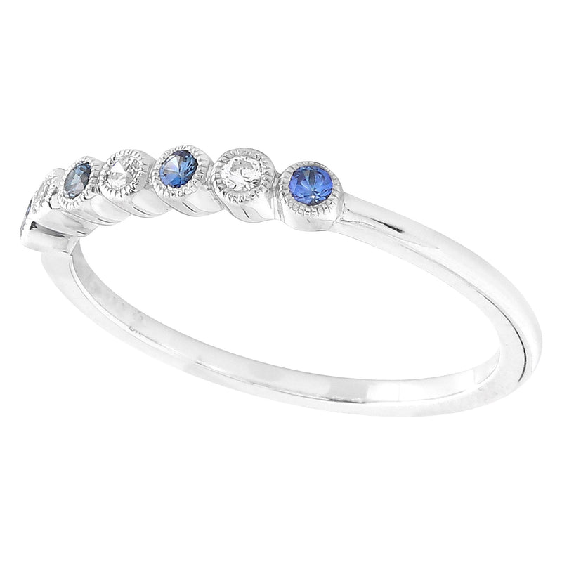 Bezel Set Sapphire and Diamond Fashion Band with Milgrain