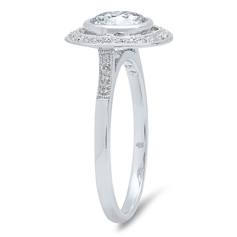 6.5mm Round Diamond Halo Engagement Semi-Mount