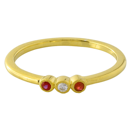 Bezel Set Ruby and Diamond Fashion Band with Milgrain