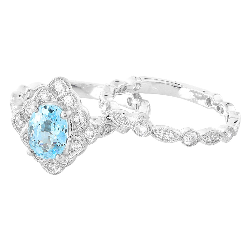 Aquamarine Mount with Matching Diamond Band